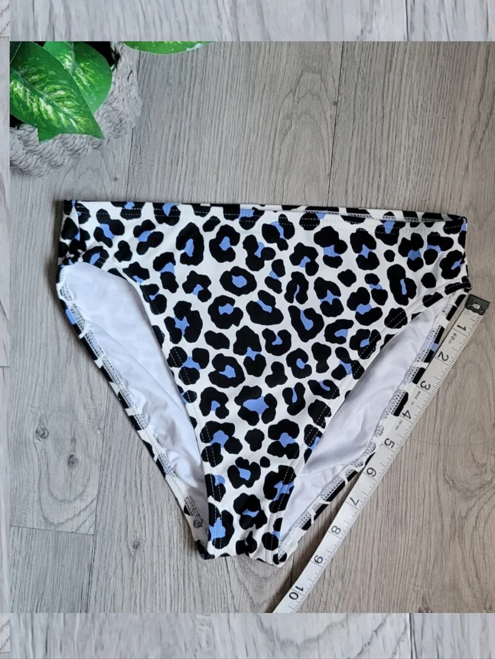 Michael Kors NWT Oasis Crew Blue Leopard High-Waist Swimsuit Bikini Bottoms, XS